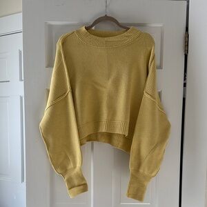 Free People Mustard CroppedCrew Neck Sweater